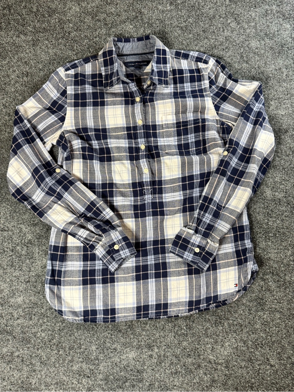 Tommy Hilfiger Navy Plaid Women’s Blouse